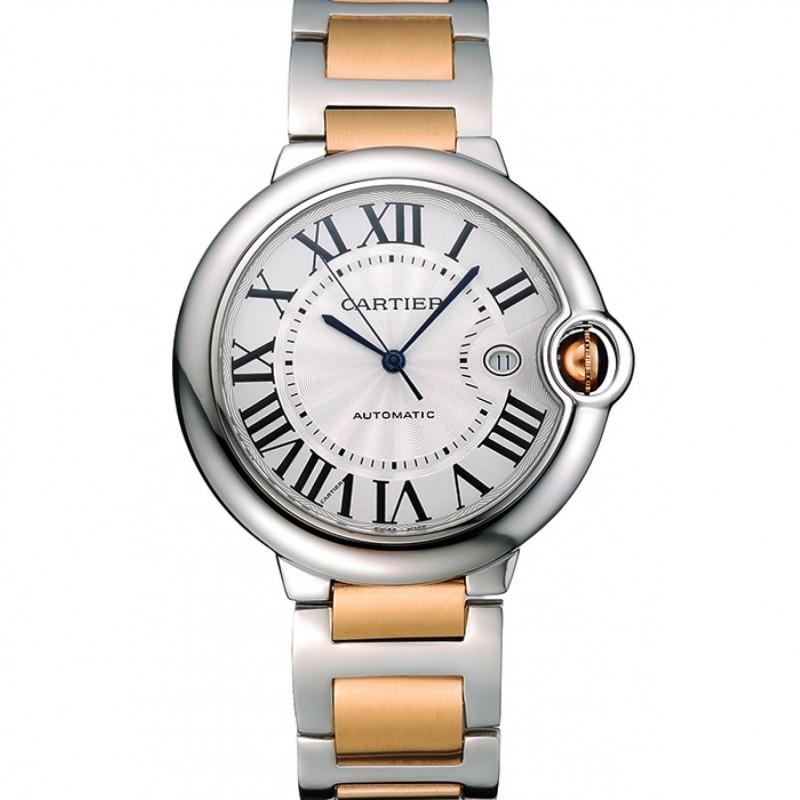 Suizo Cartier Ballon Bleu de plata de 42 mm Dial Caja de acero inoxidable Pulsera de Oro Dos Tonos 622877