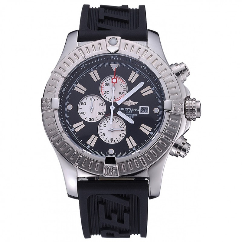 Gama alta Réplicas Relojes Breitling Evolución Negro Dial Negro Pulsera Caucho 622516