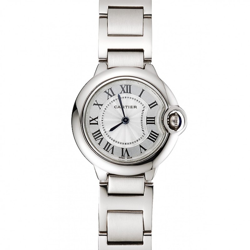 Alta calidad Cartier Ballon Bleu 30mm esfera blanca caja de acero inoxidable y pulsera